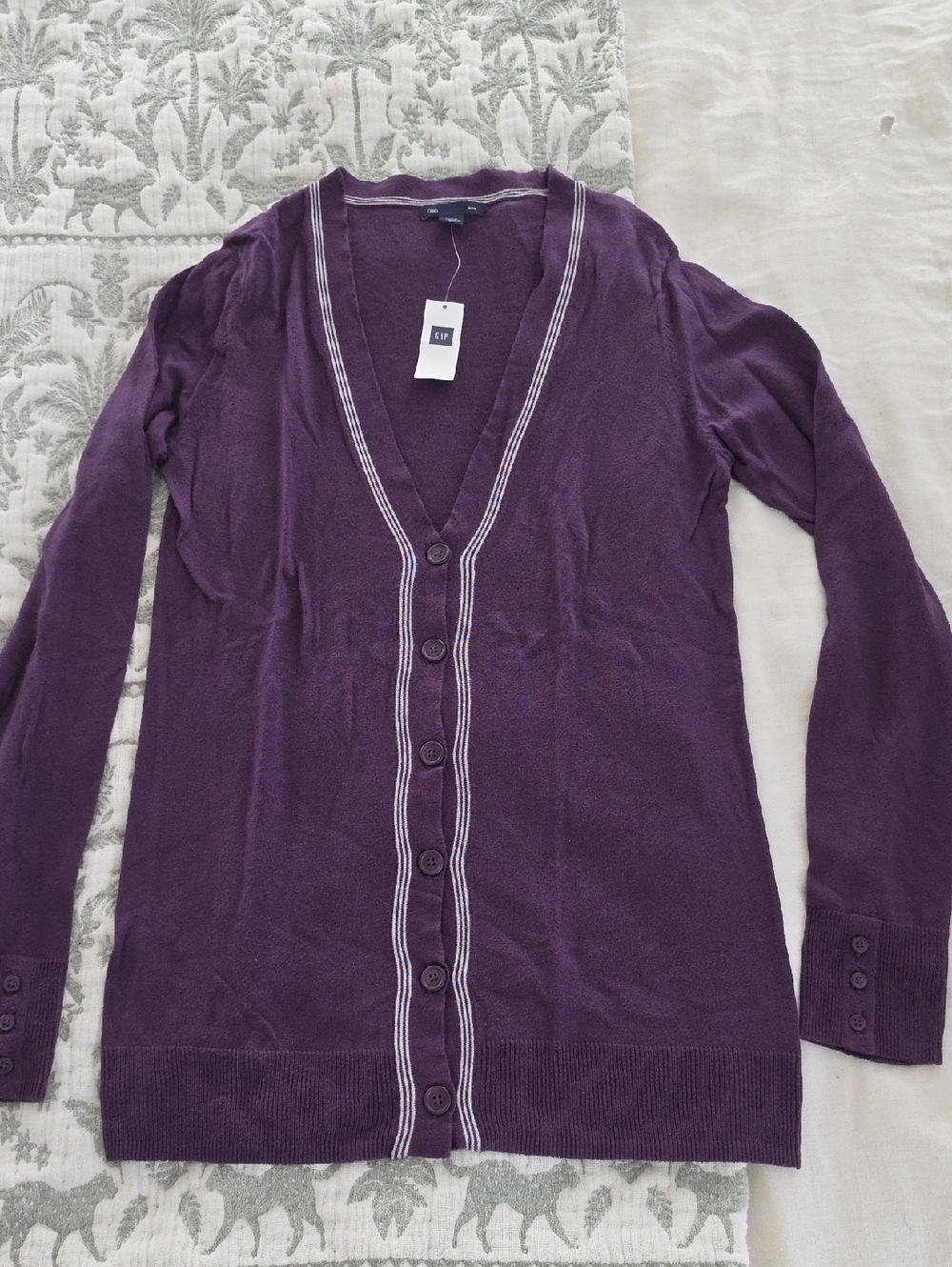 GAP Deep Purple V-Neck Button Front Cardigan
